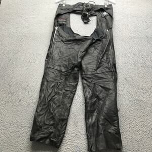 Himalaya Motor Bikewear Black Leather Pants Mens Medium M Side Zip Black